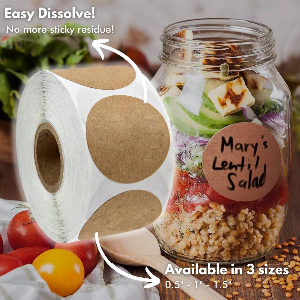 Everjar™ Kraft Canning Stickers (Roll of 500 labels)