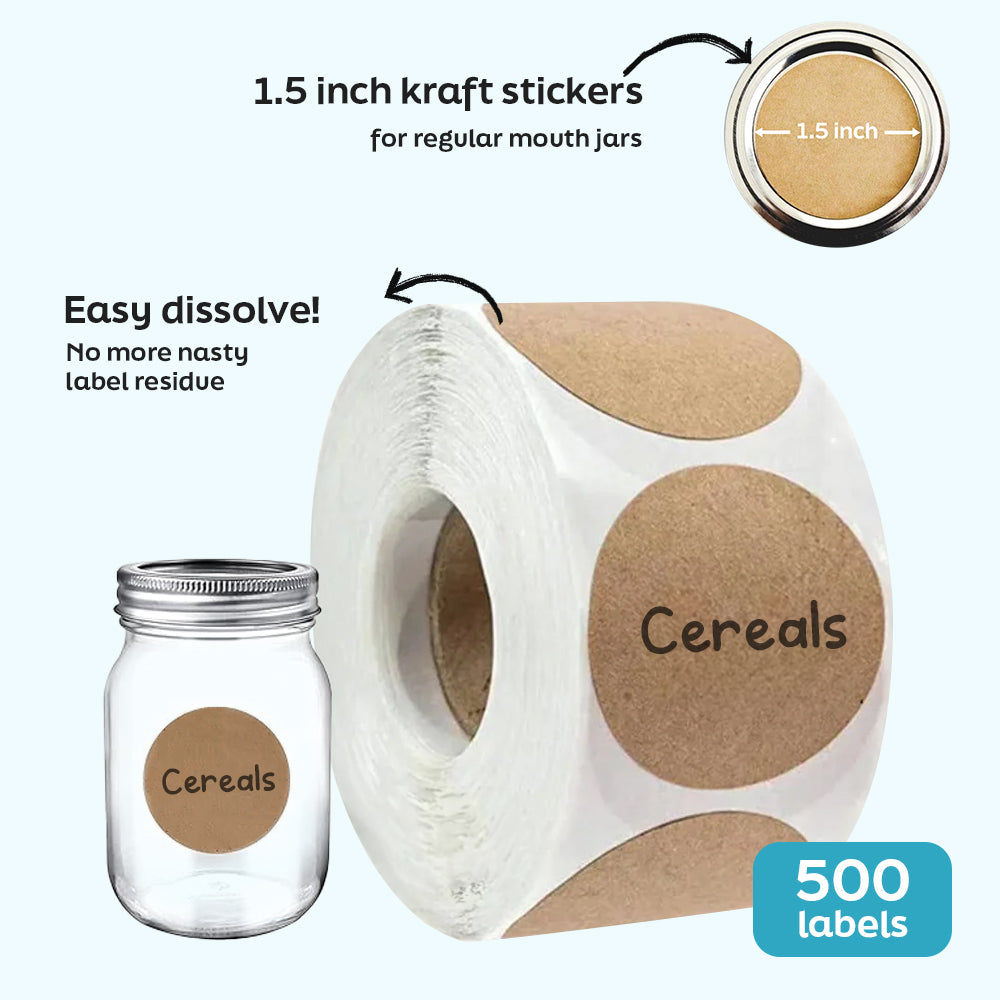 Everjar™ Kraft Canning Stickers (Roll of 500 labels)