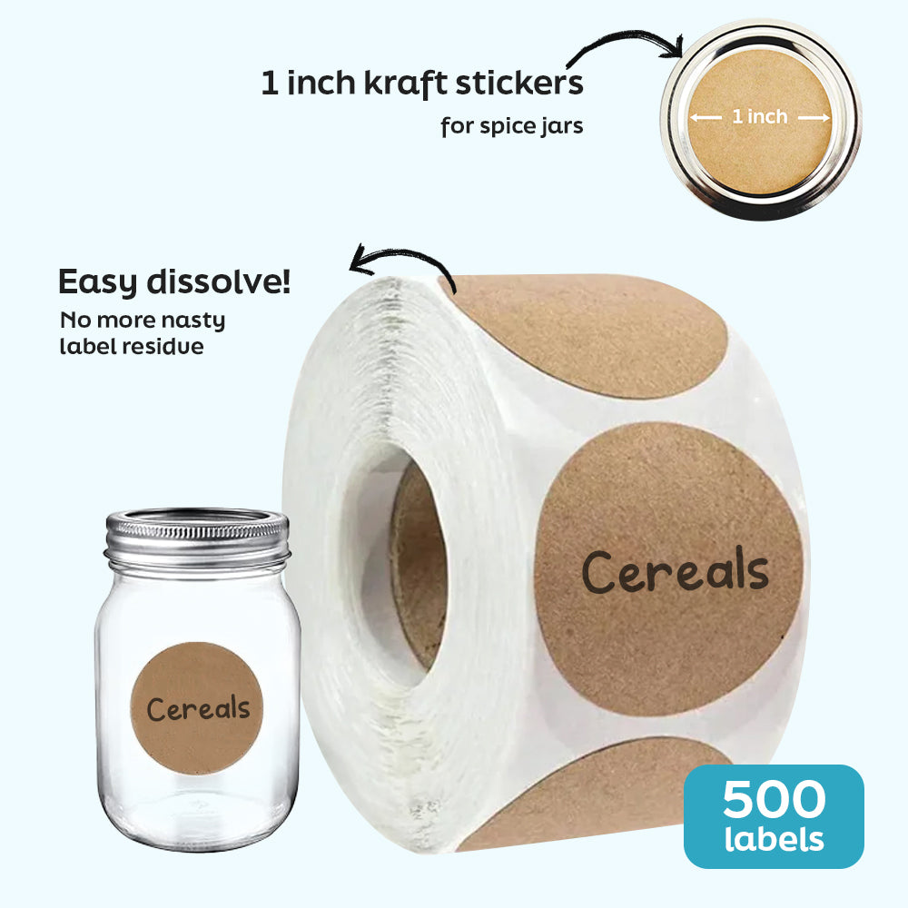 Everjar™ Kraft Canning Stickers (Roll of 500 labels)
