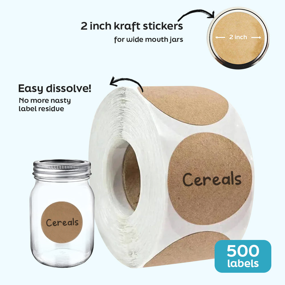 Everjar™ Kraft Canning Stickers (Roll of 500 labels)