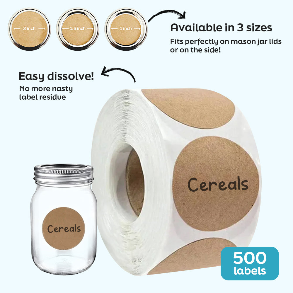 Everjar™ Kraft Canning Stickers (Roll of 500 labels)